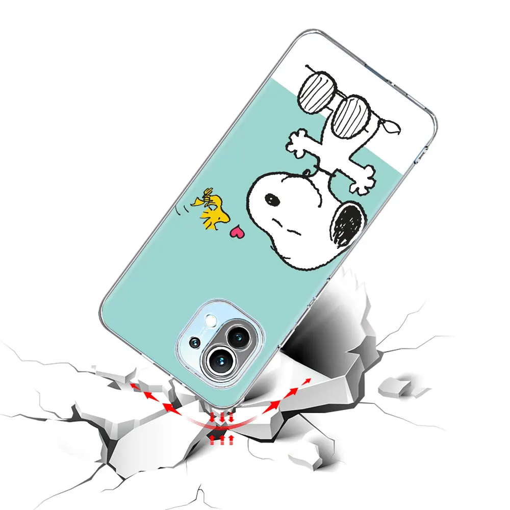 S-Snoopy Cartoon Luxury Case for Xiaomi Mi 11T 13 11 10T 8 9 A3 CC9E 11i 12 12X 8 9T Pro 10 Lite Soft Transparent Phone Cover