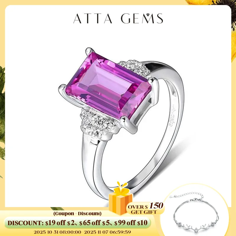 

Женское серебряное кольцо ATTAGEMS с фиолетовым сапфиром, 3,2 карат