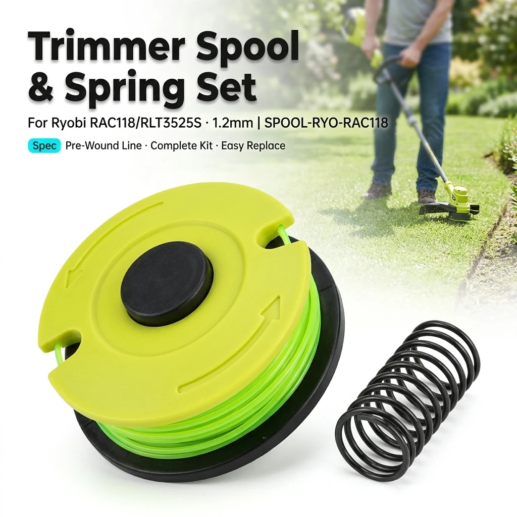 Spool Cover Spring Kit for RAC118 RLT3525S 1.2mm Trimmer Line Plastic Metal Nylon Complete Assembly Replacement