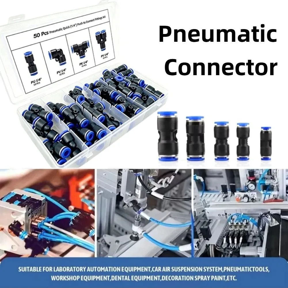 Durable Plastic Quick Fittings Hard Push in Pneumatic Connector 1/4″ Pu/Pv/Pe/Py Pipe Connector 4mm/6mm/8mm/10mm/12mm