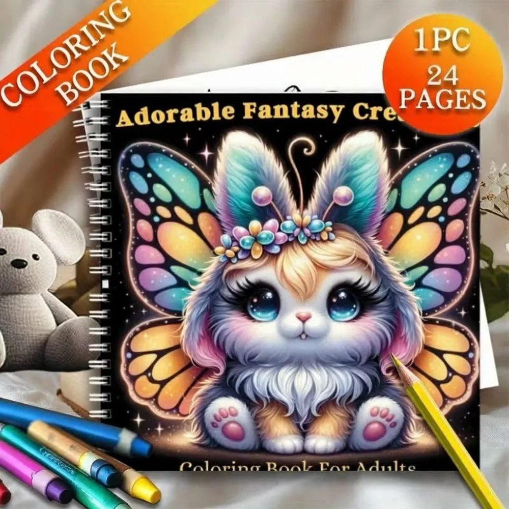 

Adorable Fantasy Creatures Coloring Book 24 Pages Cute Mythical Animals for Adults Stress Relief Relaxation Gift