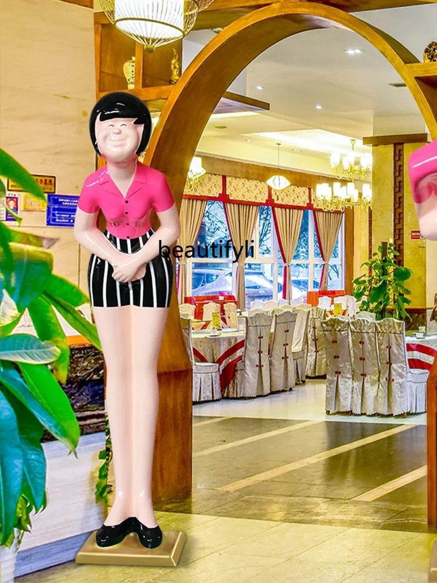 

Welcome Floor Ornaments Creative Cartoon FRP Figure Sculpture Hotel Hotel Entertainment Venue Doorway Furnishings