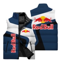 New Red Bull Riding Vest And Red Bull Logo 3D Digital Printed Jacket, Red Bull Motorcycle Riding Zipper Jacket