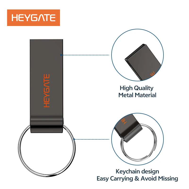 Картина 4: Флеш-накопитель HEYGATE USB 2.0 8G 16G 32G 64G 128G 4G 2GB, прочный металлический водонепроницаемый USB-накопитель, отличный подарок для резервного копирования данных