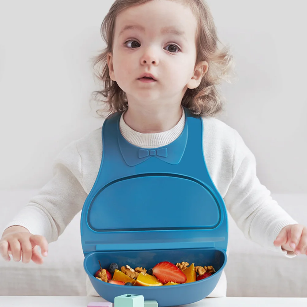 

Silicone Waterproof Baby Bib With Adjustable Lightweight Removable Snack Box Bib For Infants Kids Toddler Boys Girls