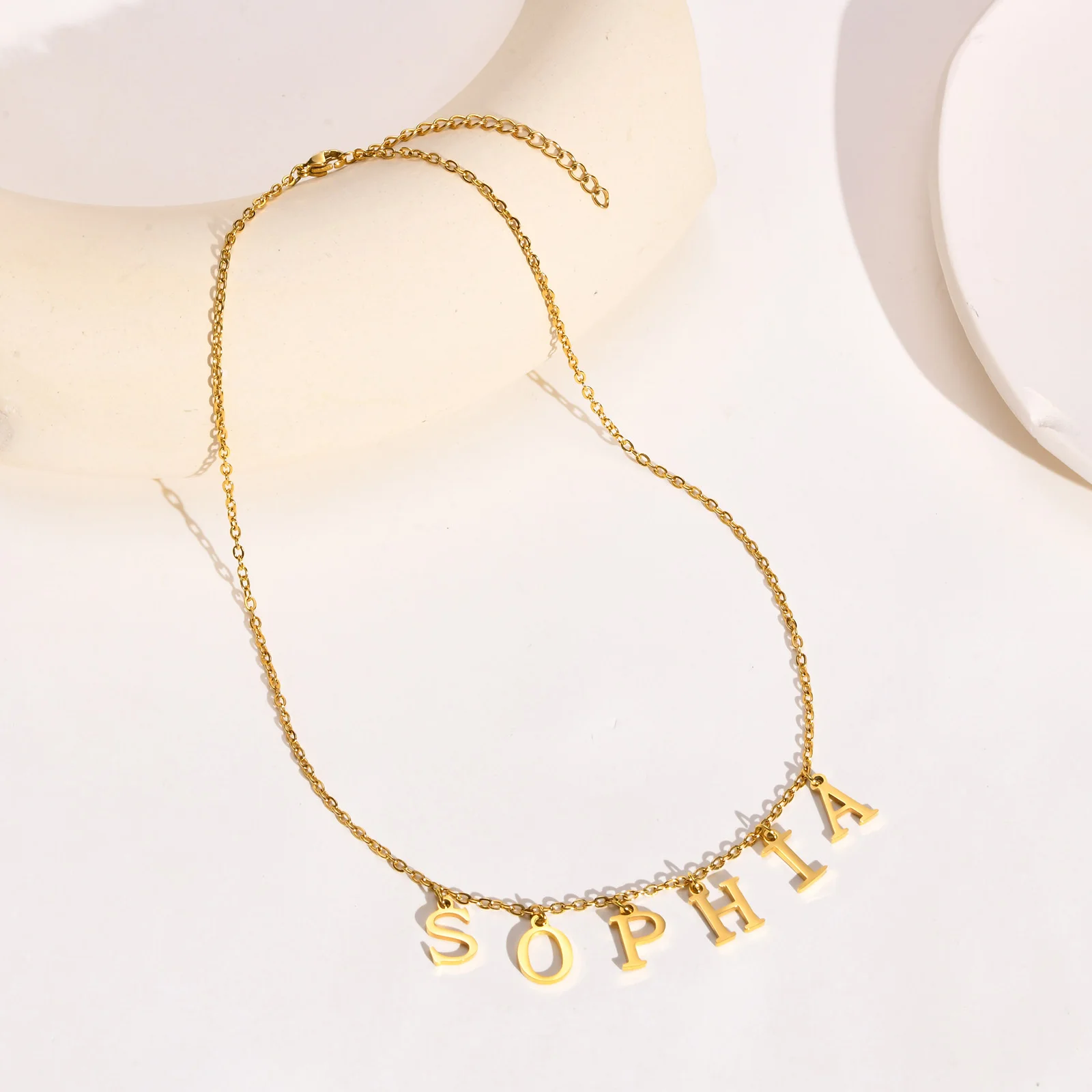 Stainless Steel Custom 1 2 3 4 5 6 Initial Letter Band Pendant Necklaces for Women,New in Minimalist Chic Letters Necklace