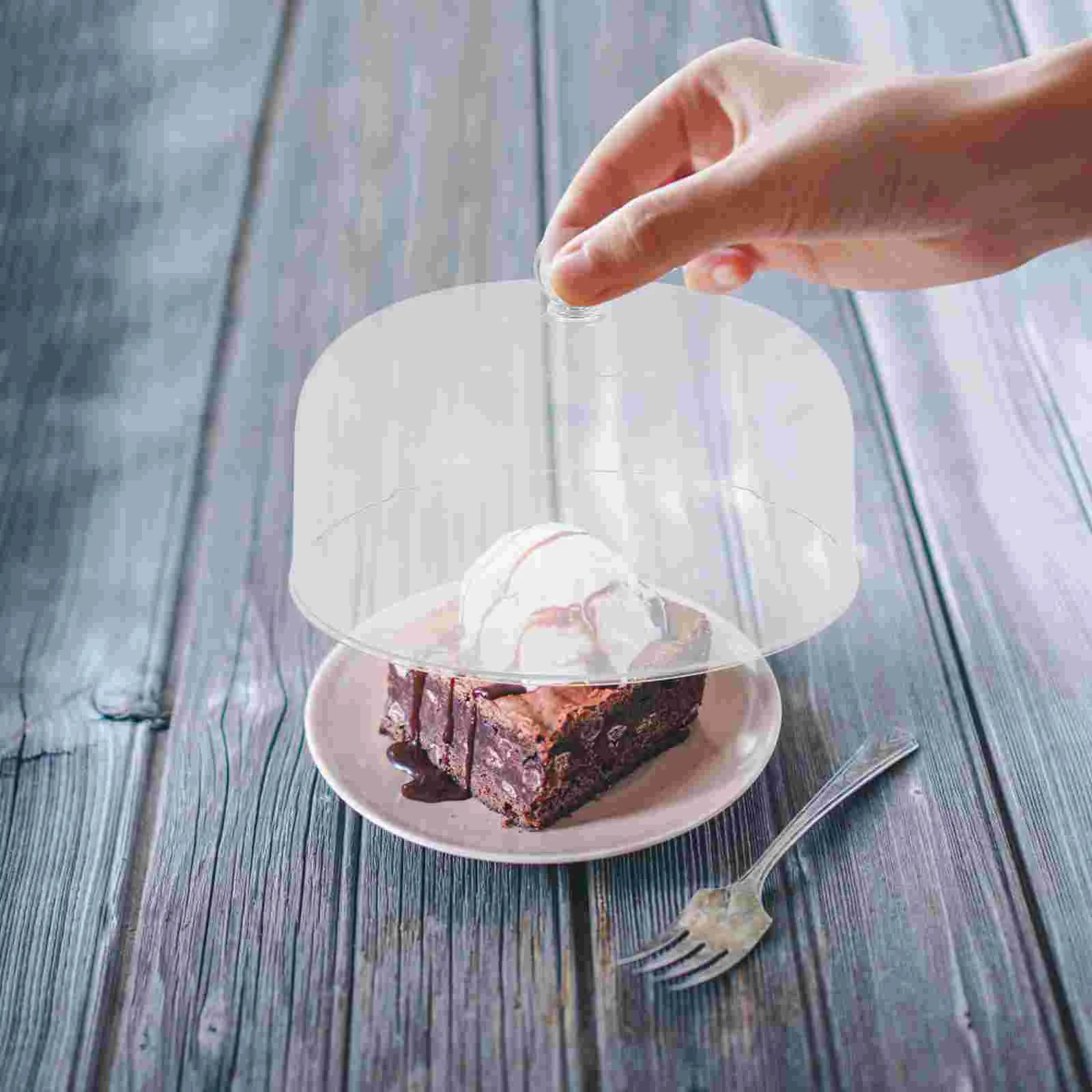 Food Dust Cover Dessert Dome Household Cake Dish Transparent Round Plate Plastic