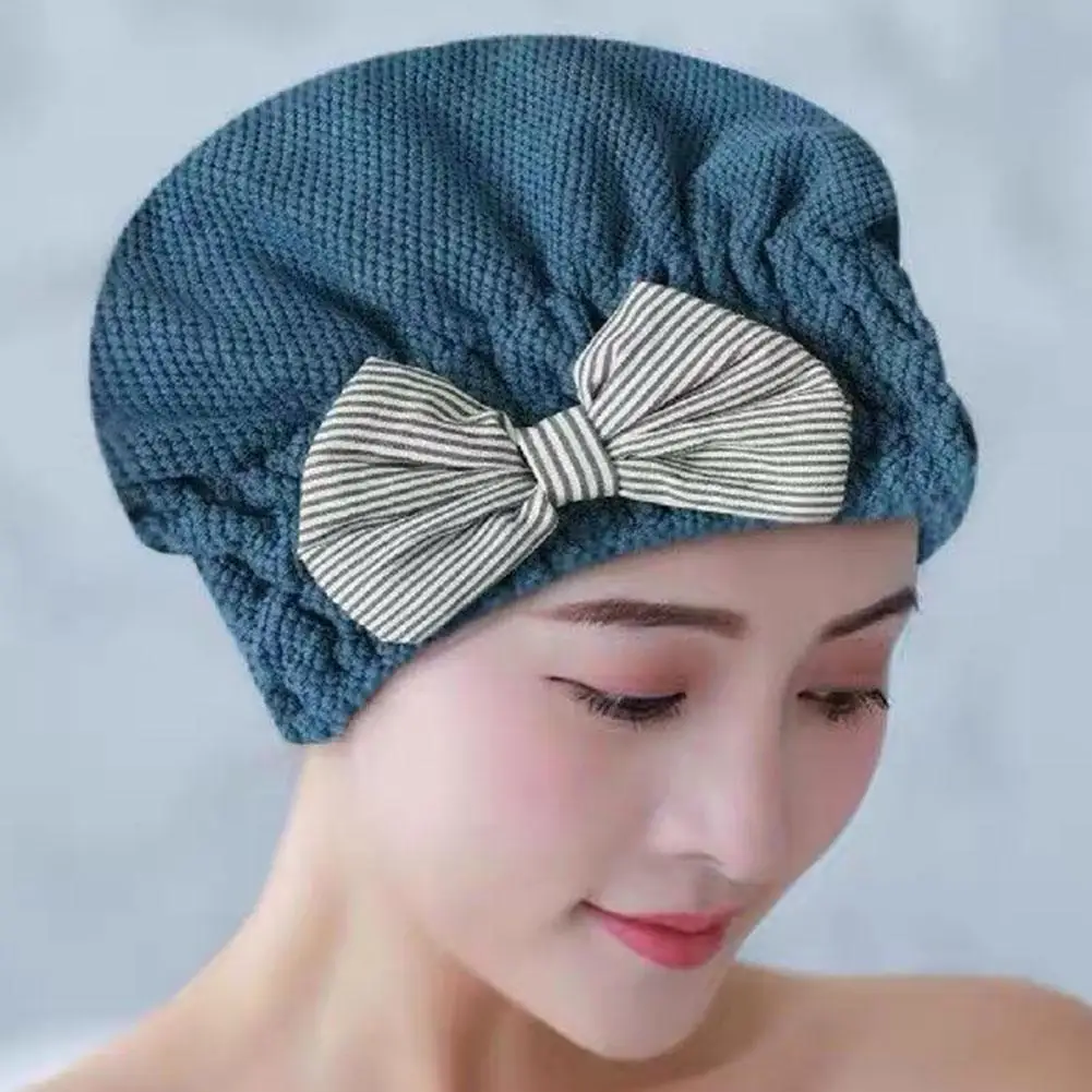 

Coral Velvet Bowknot Shower Cap Dry Hair Cap Quick Drying Portable Adult Female Cute Princess Hat Soft Water Absorbing Hat