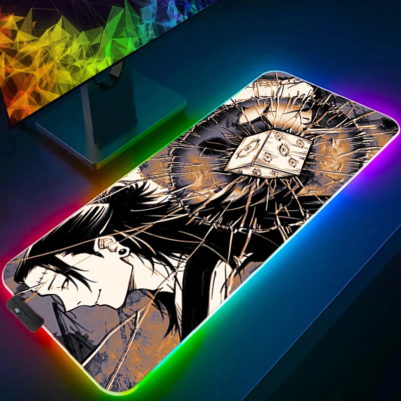 

RGB Mouse Pad jujutsu Kaisen Geto Backlight Gaming Accessories Computer Speed Mini Gamer Keyboard LED Desk Mat 900x400 Mousepad