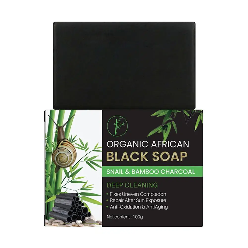 110g Bamboo Charcoal Black Soap Blackheads Whitening Handmade Soap for Men Women Face Body Deep Cleansing Face Care J4E0