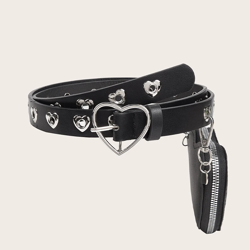 2024New Mini Love Belt With Heart Wallet Women's Decoration Fashion Cute Concave Shape Small Waist Purse Detachable Women's Belt