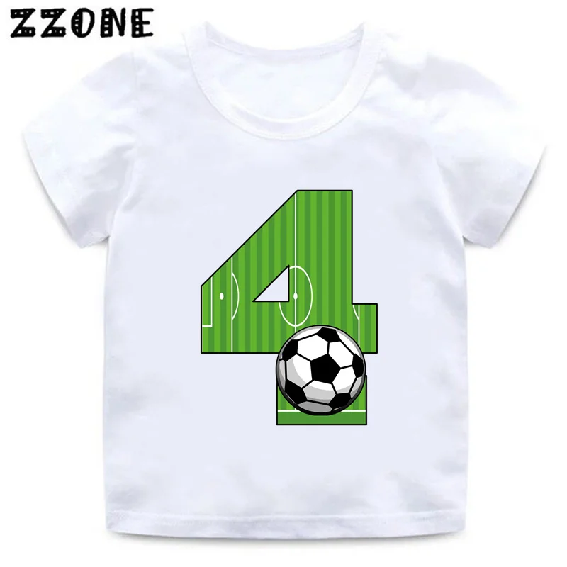 Football Number Bow Print Funny Boys Clothes 1 2 3 4 5 6 7 8 9 Years Birthday Soccer Cartoon Kids T shirt Baby Girls T-Shirts