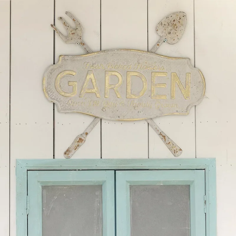 Wall decoration old retro garden wrought iron decoration listing garden balcony decoration garden entrance door sign