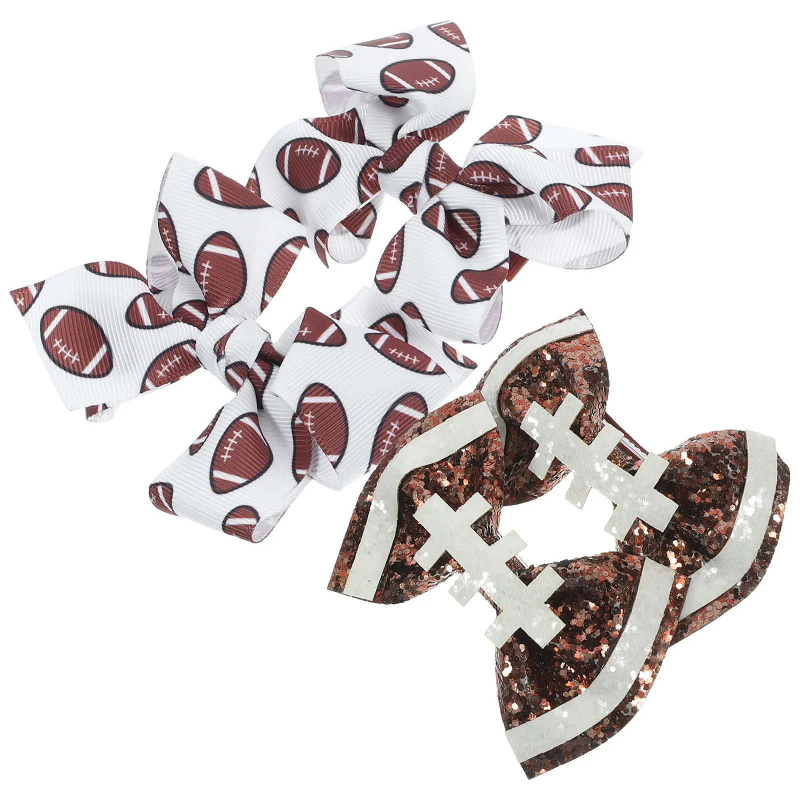 4pcs Rugby-Themed Bow Hair Clips for Sports, Party & Daily Wear – Cute Small Hair Accessories