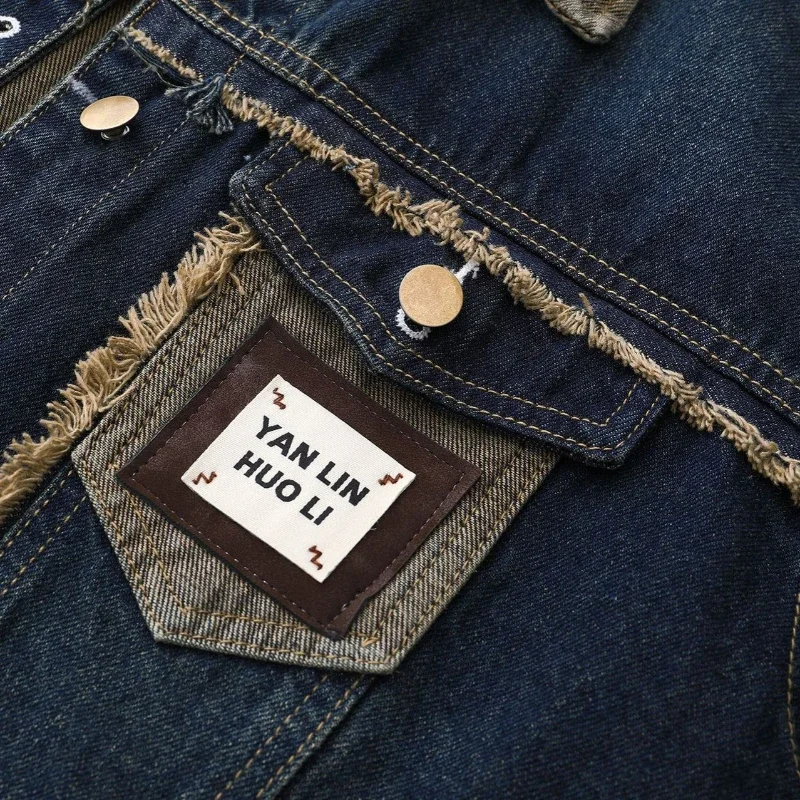 الربيع والخريف الربط الخام حافة الدنيم معطف المرأة الجديدة فضفاضة Bf الرياح الرجعية سترة السيدات فضفاضة قصيرة راعية البقر معاطف القمم