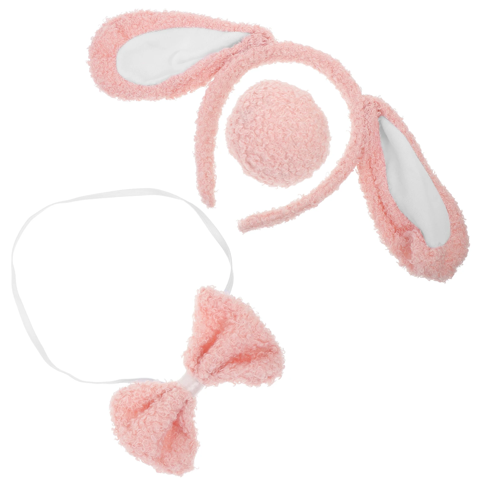 

Dog Ears Headb Pink Halloween Cosplay Costume Set Bow Tie Gloves Lightweight Party Accessories Animal Theme Props