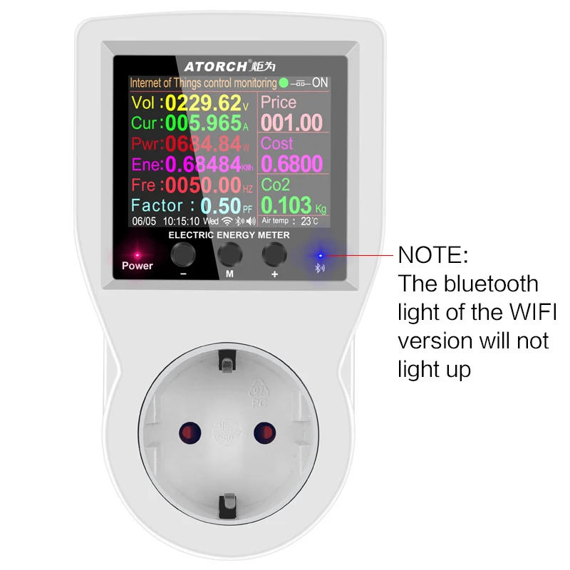 Tuya 와이파이 스마트 소켓 디지털 전력계 220V AC 전력계, 전기 소비 EU 플러그 전력 킬로와트 와트 에너지 미터