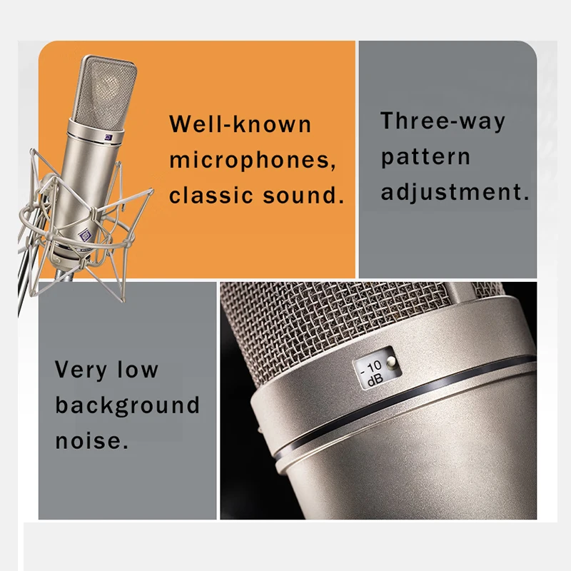 ميكروفون u87ai مكثف احترافي للبودكاست الصوتي عبر XLR Streaming Home Studio Newman style mic #3