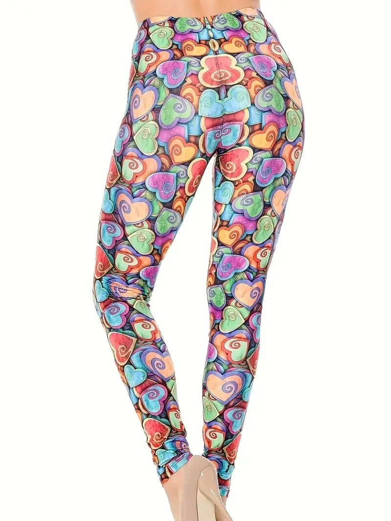 print Casual  tight stretch elastic waist comfortable slim fit work daily travel Wearing women\'s leggings