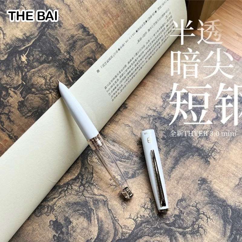 THEBAI Mini Pocket Fountain Pen Transparent Short Body Portable Writing Pen PK JINHAO 59 School Office Supplies Stationery