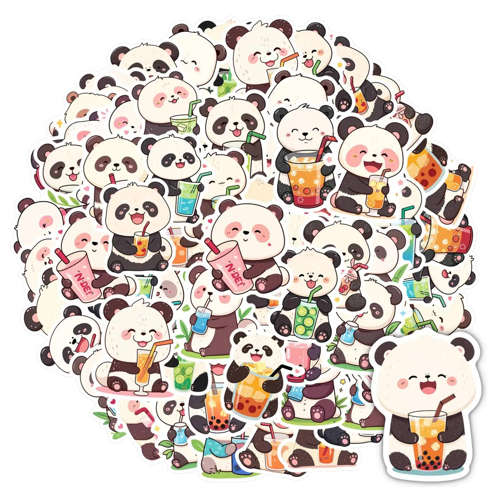 

35pcs Cartoon Bubble Tea Stickers Cute Panda Animal Stickers DIY Stickers For Laptop Motorcycle Luggage Phone DIY Phone Guitar