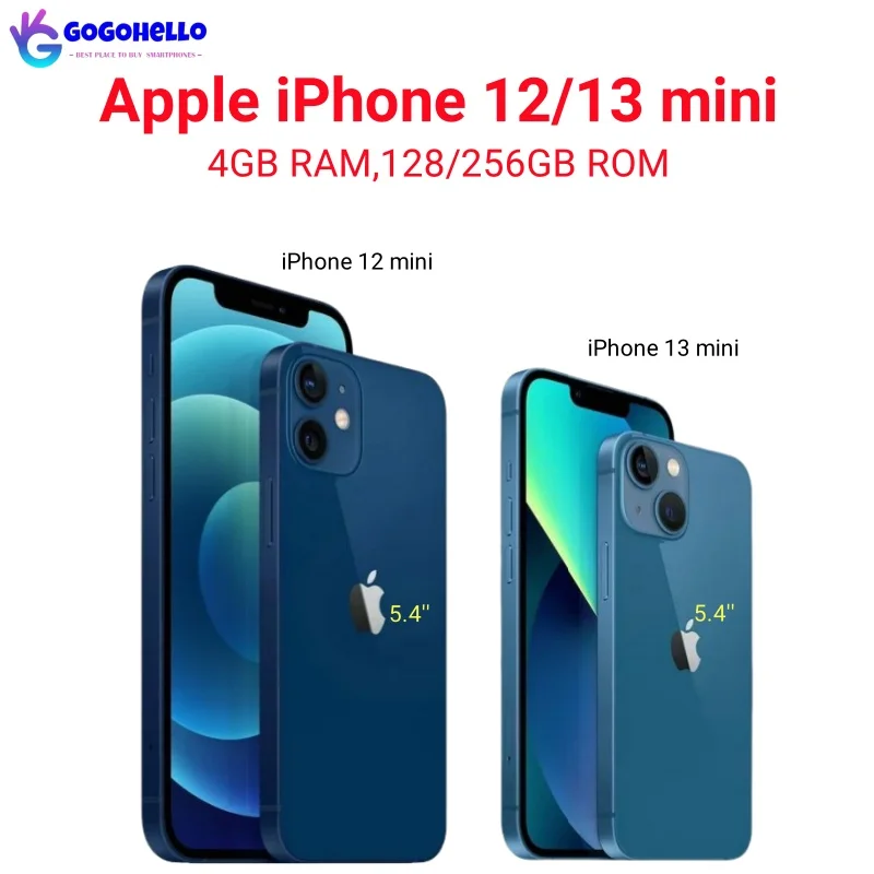 Новинка 98%, оригинальный Apple iPhone 12/13 mini, 5,4 дюйма, оригинальная ОЗУ 4 Гб ПЗУ, 128/256 ГБ, A15 Bionic, IOS, идентификатор для лица, искусственная кожа, разблокированный сотовый телефон