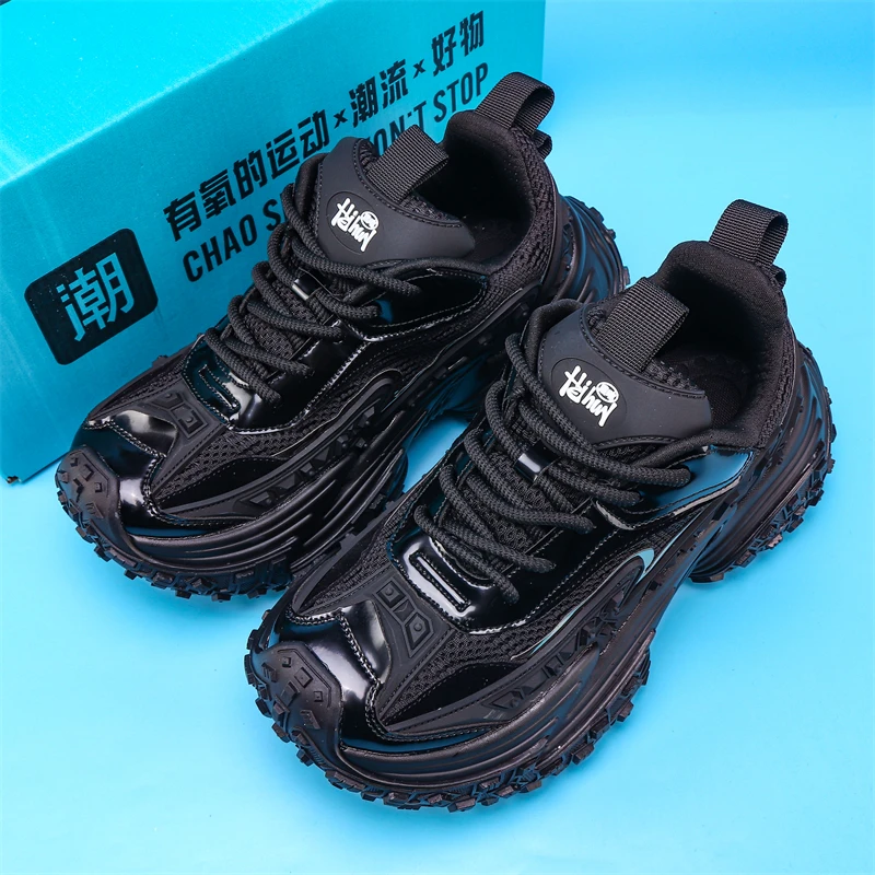 2024 Spring Black Platform Daddy Shoes Men\'s and Women\'s Shoes, Same Heightened Sports Tire Shoes Couple Casual Shoes