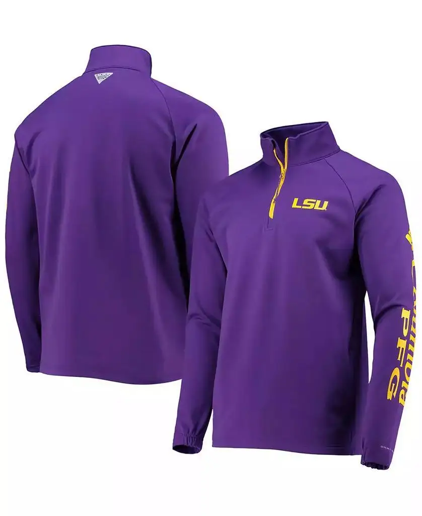 كولومبيا |   سترة LSU Tigers Terminal Tackle Fleece Raglan Omni-Shade Quarter-Zip للرجال