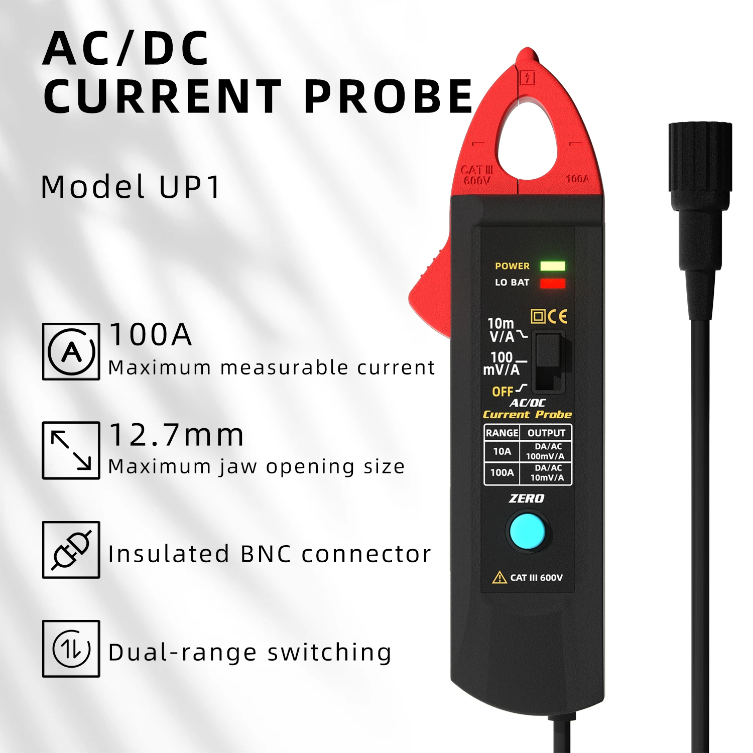 

For Oscilloscope Measurement/Analysis BSIDE UP1 100A AC/DC Current Clamp Adapter