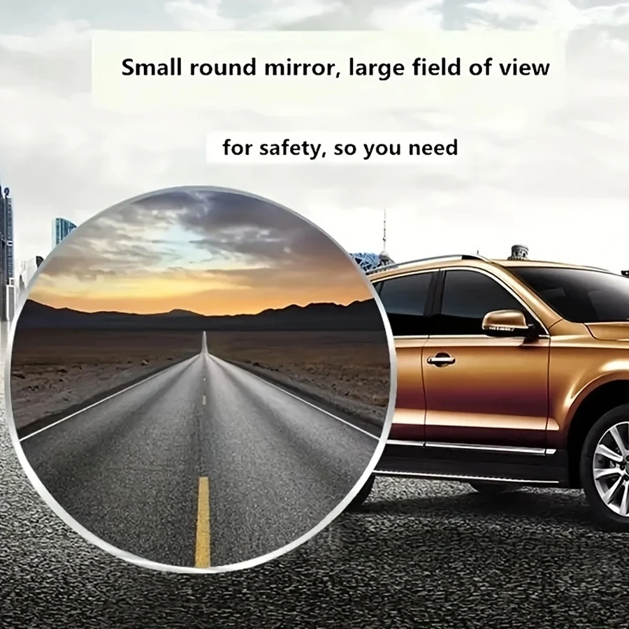 2Pcs Round Frame Convex Blind Spot Mirror Safety Driving Wide Angle 360 Degree Adjustable Clear Rearview Mirror