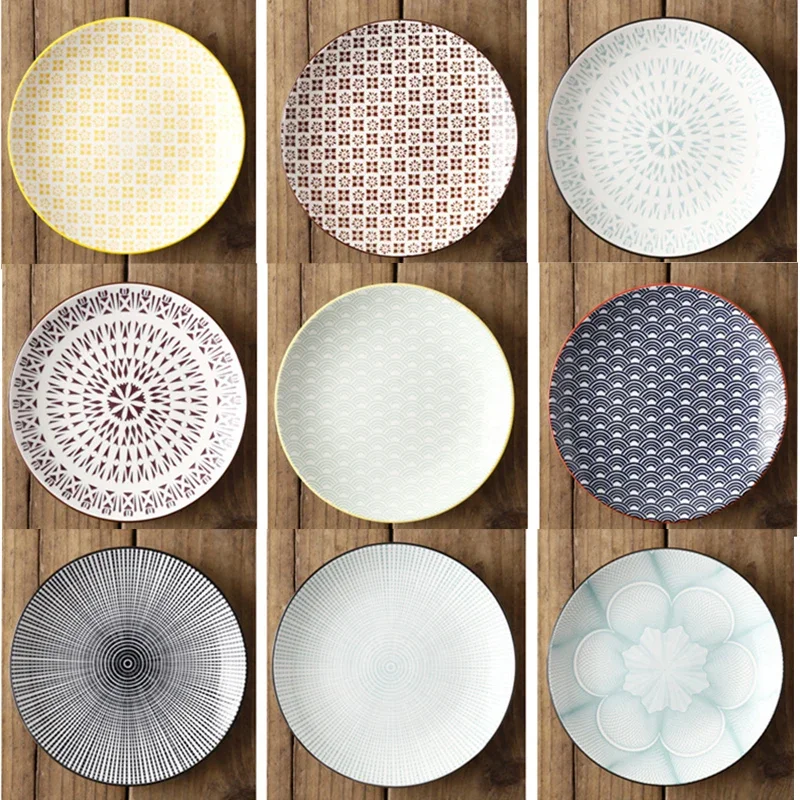 8-inch Nordic Creative Modern Simple Underglaze Color Ceramic Tableware Household  Western-style Meal Snack Flat Plate