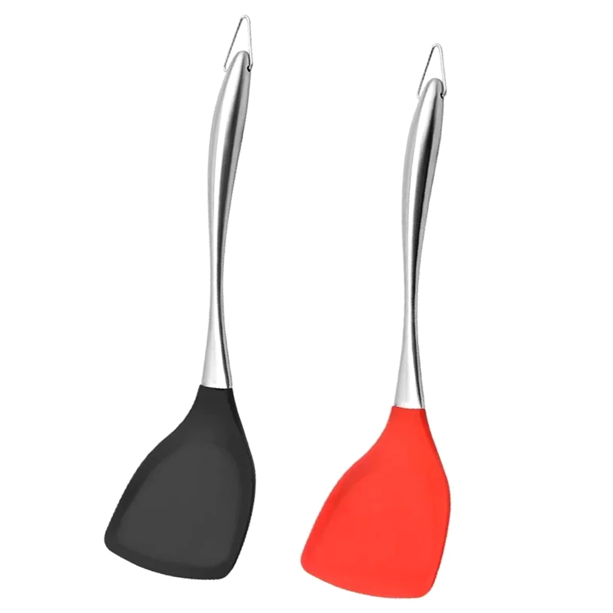 New Silicone Wok Spatula Stainless Steel Cooking Turner Non-Stick Shovel Heat- Non- Wok Turner Kitchen 2pcs
