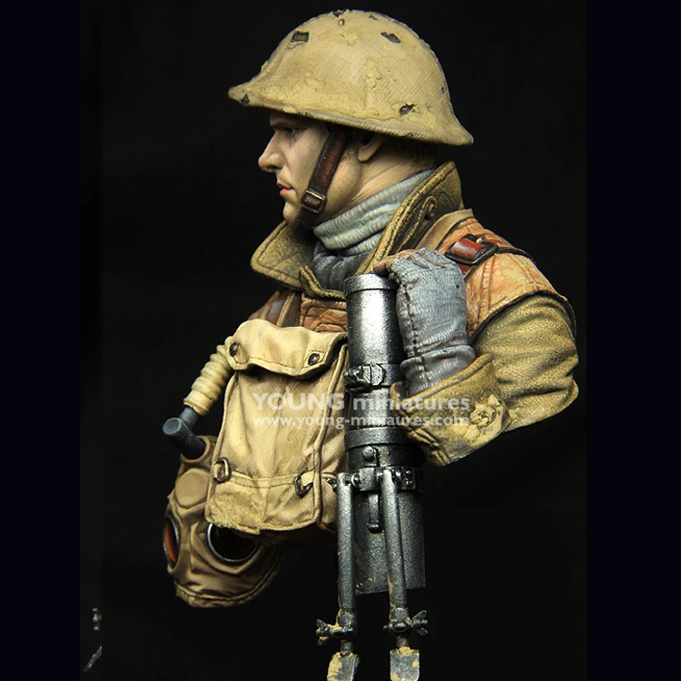 1/10 British LEWIS Gunner WWI, Resin Model Bust GK, military theme, Unassembled and unpainted kit