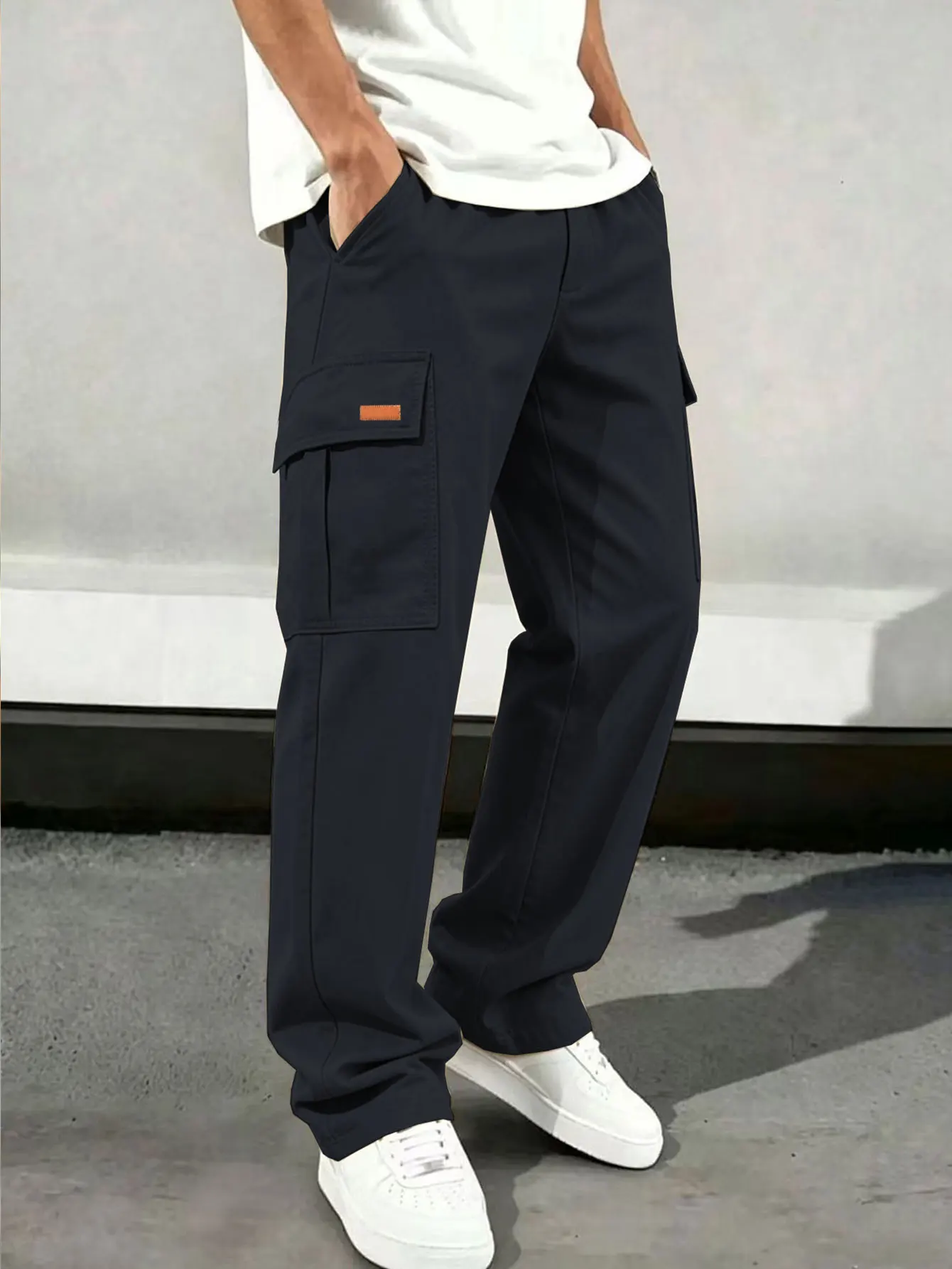 Herren Casual Gerade Geschnittene Arbeitshose Modisch Bequem Gewebter Stoff Frühling Herbst Alltagskleidung – Detail 13