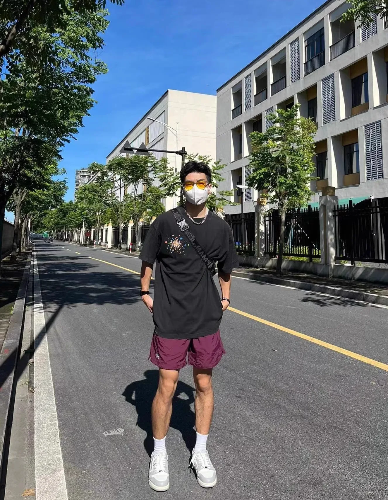 

American Street Sle Embroidered Nylon Workwear orts Men Summer Trendy Brand Knee-High Qui Dry Loose Four-Five Sport Pants