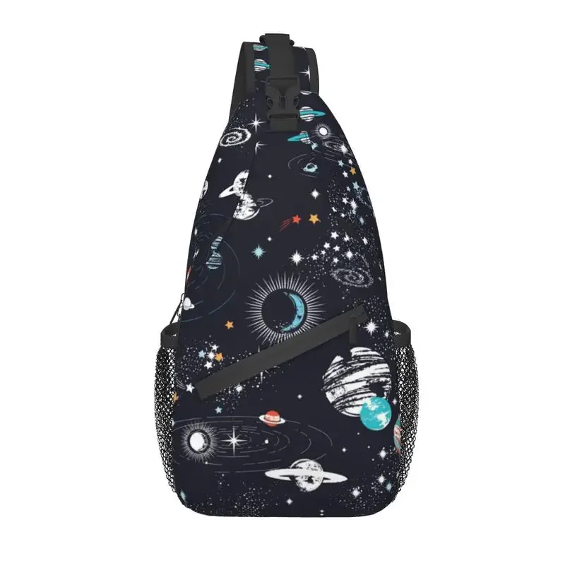 Galaxy Space Constellation Sling Chest Crossbody Bag Men Casual Multicolored Outer Space Shoulder Backpack for Camping Biking