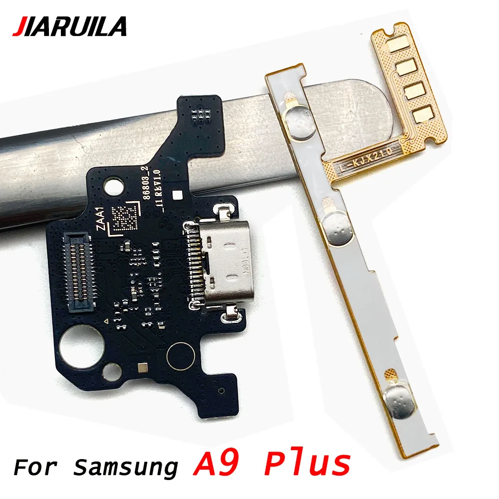 

10 шт., гибкий кабель порта зарядки для Samsung A9 Plus X210 X215, USB-разъем для док-станции для зарядного устройства с микро + гибкий кабель для громкости питания