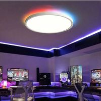 LED Modern Ceiling Light Minimalist RGB Ultra Thin Ambient Remote Control Back Glow Lamp For Living Room Bedroom Study Fixtures