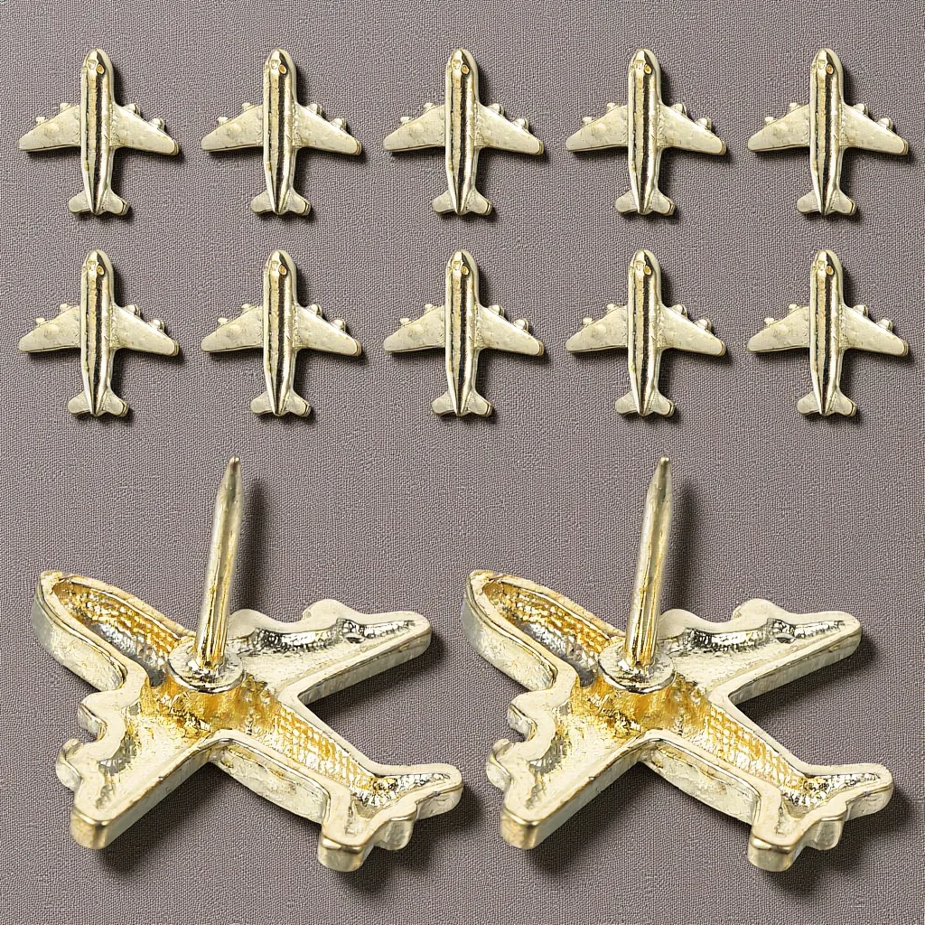 12Pcs Ergonomic Metal Airplane Pushpins Cute Decorative Tacks for Bulletin Boards World Map Pin Board Geography Class Travel