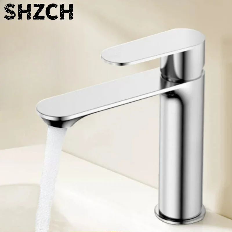 304 Stainless Steel Water Faucet, Hot Cold Ceramic Mixing Valve, Double Handle Basin Tap, Bathroom Vanity Sink Lavatory