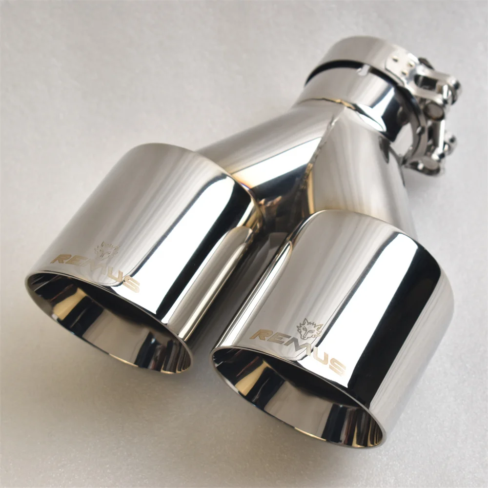 

RE Dual Exhaust Tip 2.4Inlet 2.3 Inch Outlet 8" Length Polished 304 Stainless Exhaust Tailpipe Tips 1.2mm Thicknes