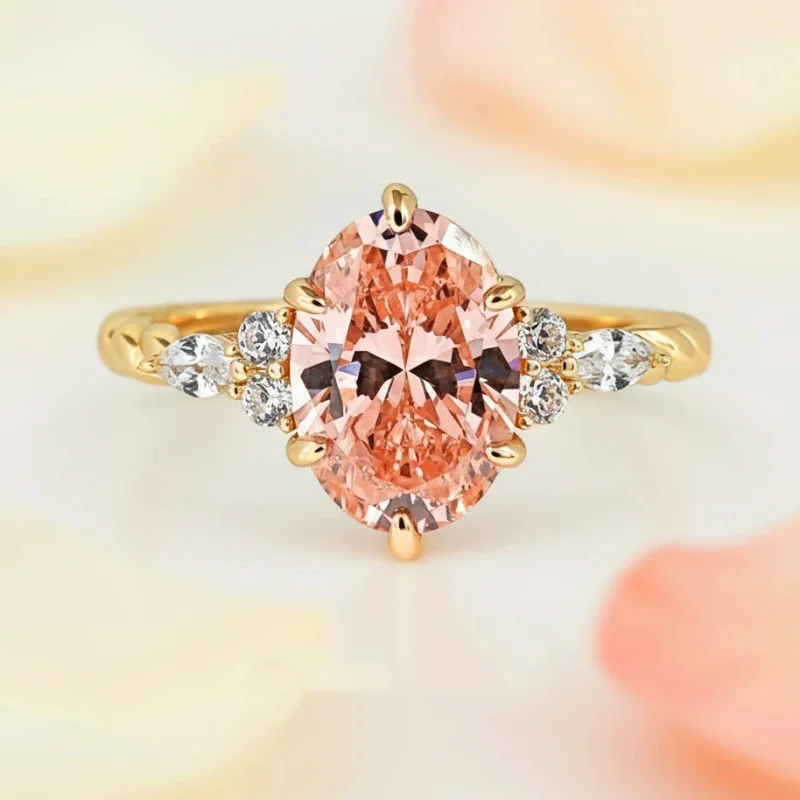 Pappalacha Pink Orange 925 Sterling Silver Ring for Women Fashionable Elegant Party Accessory Exquisite Jewelry Design