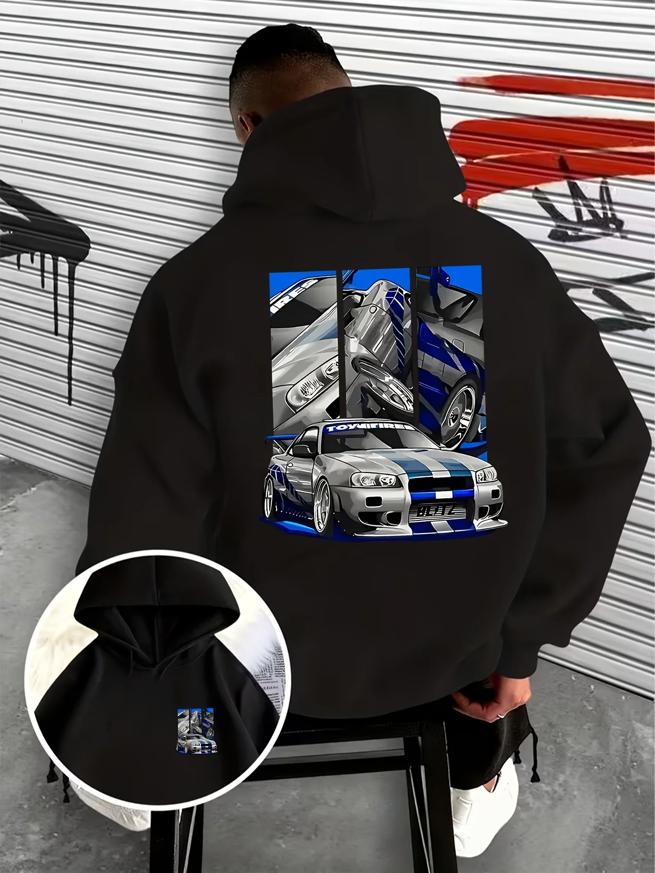 Moletom com capuz de lã para homem, estilo Y2K vintage, para corrida de drift japonesa, treino atlético, pulôver solto e quente, roupa esportiva