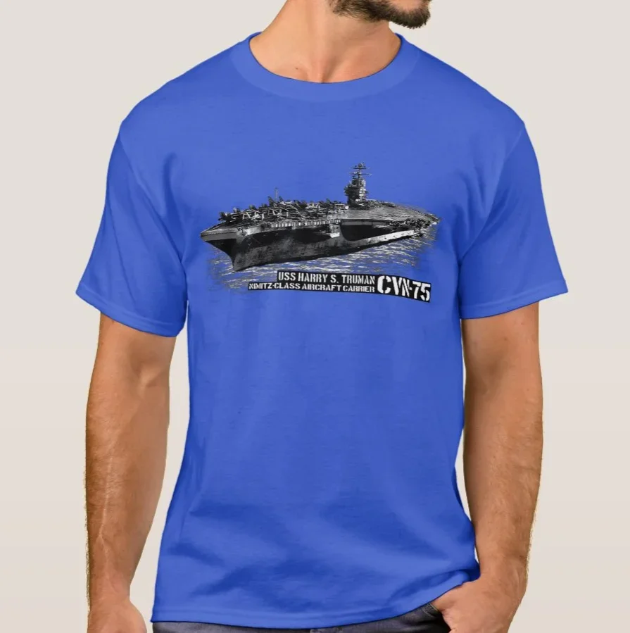 USS Nimitz Class Harry S. Truman CVN-75 Aircraft Carrier T-Shirt 100% Cotton O-Neck Short Sleeve Casual Mens T-shirt Size S-3XL