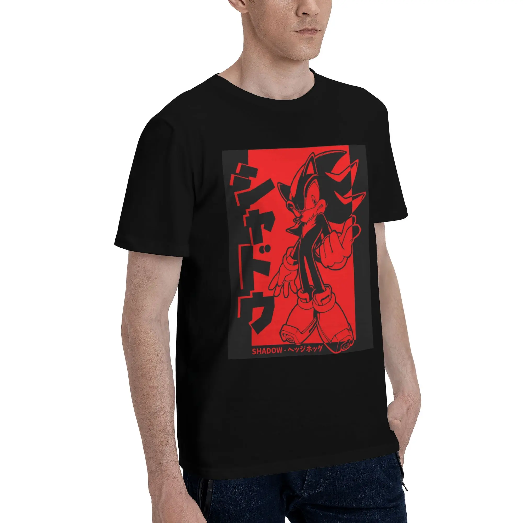 

Мужская футболка с японским тенем «Ежик», большие футболки, мужские хлопковые футболки с круглым вырезом, короткие летние мужские футболки