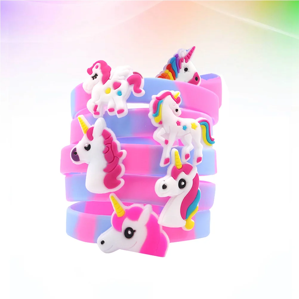 

6Pcs Unicorn Bracelets Kids Safe Flexible Wristbands Halloween Party Gifts Durable Waterproof Accessory Girls Cosplay Supplies