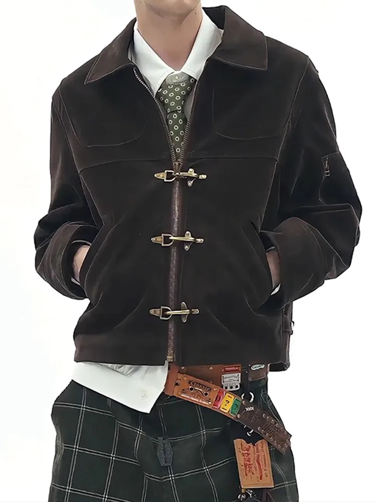 

Cleanfit Suede Flight Jaet Men's ort Sle American Motorcycle Aircrt Bule Design Spring Autumn Casual Outerwear