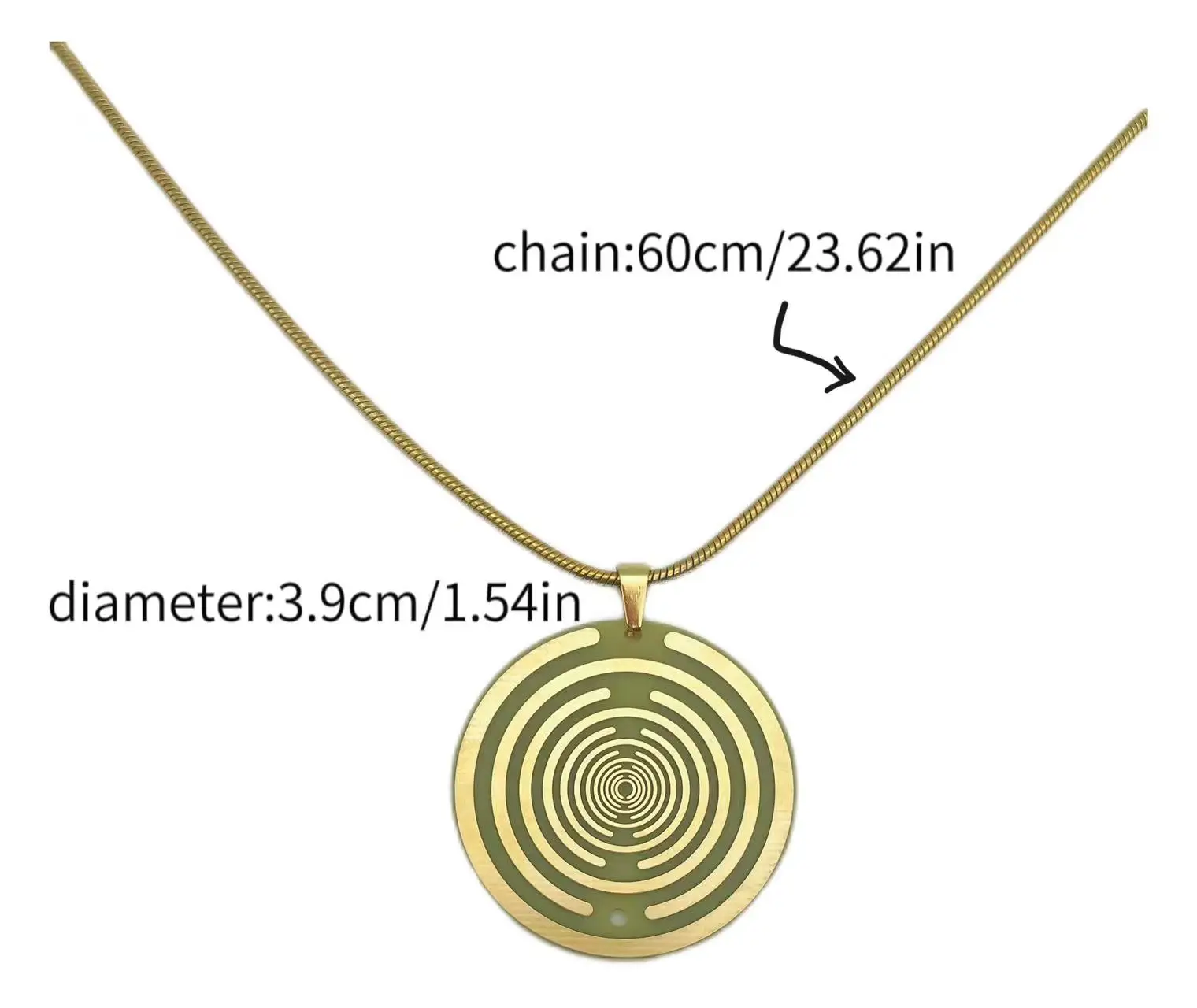 1pc Lakhovsky MWO Golden Plated Energy Disc Pendant Necklace 39mm/1.54inch Fashion Jewerly