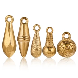 5pcs Stainless Steel Conical Waterproof Pendant Charms Totem Texture DIY Earrings Bracelets Jewellery Materials Crafts Wholesale