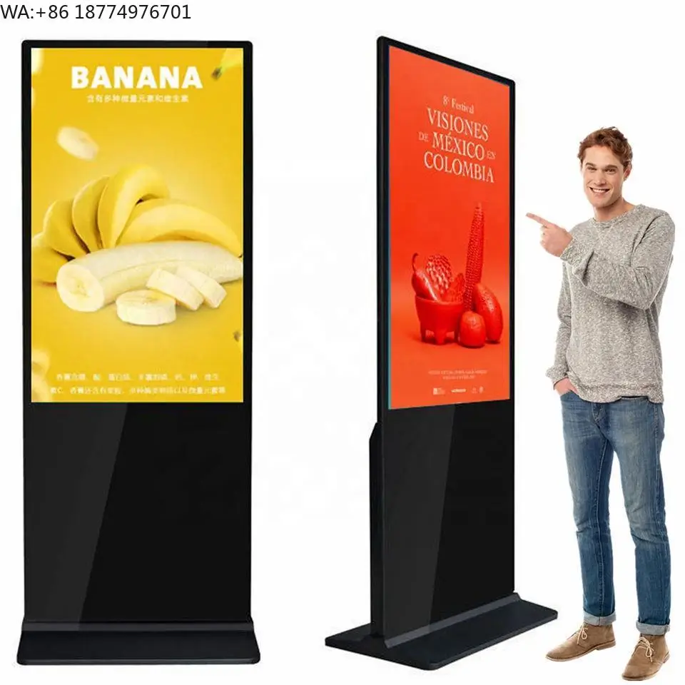

43-Inch Portable Advertising Equipment Full Screen LCD Digital Signage Vertical Video Player for Welcome Animation/Graphic